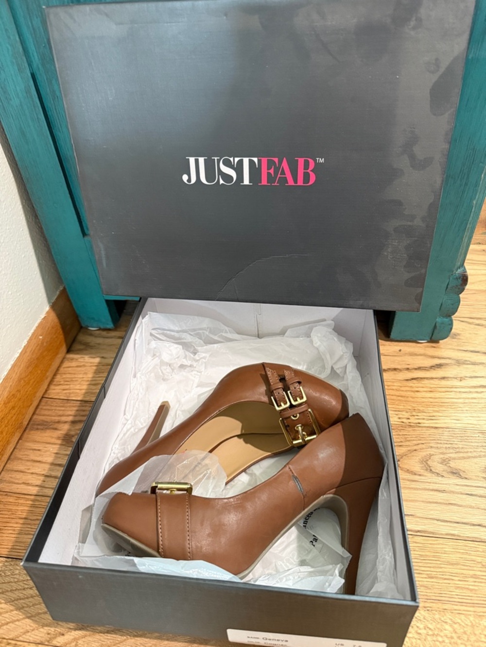 JustFab Brown Buckle Pumps